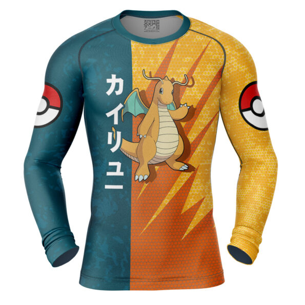 Dragonite Attack Pokemon Long Sleeve Rash Guard Compression Shirt