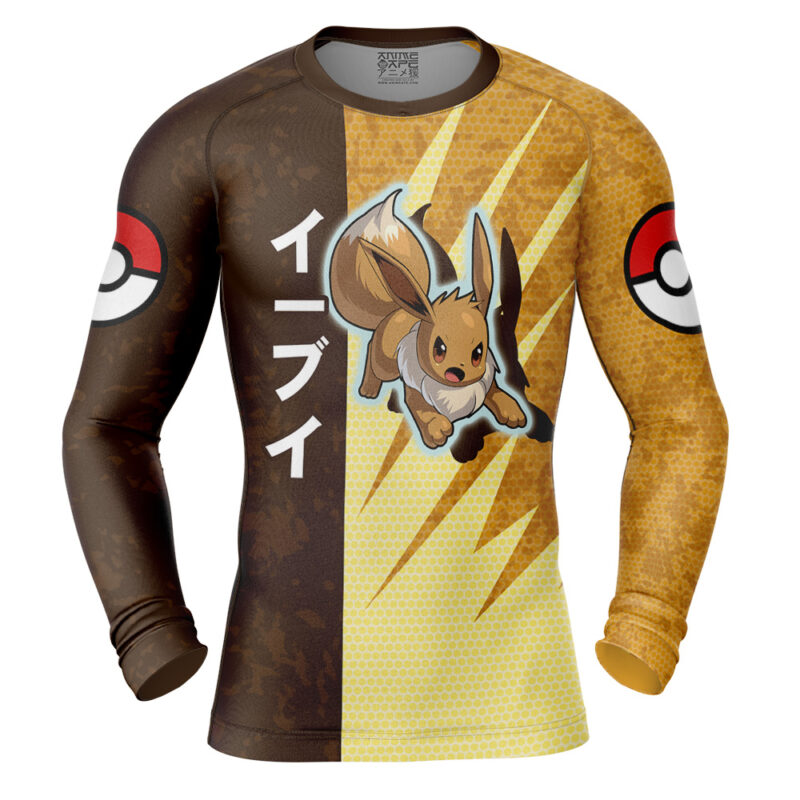 Eevee Attack Pokemon Long Sleeve Rash Guard Compression Shirt