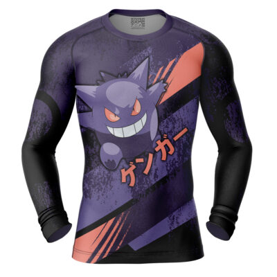 Gengar V1 Pokemon Long Sleeve Rash Guard Compression Shirt