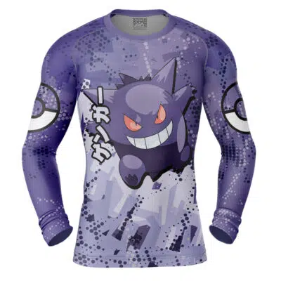 Gengar V2 Pokemon Long Sleeve Rash Guard Compression Shirt