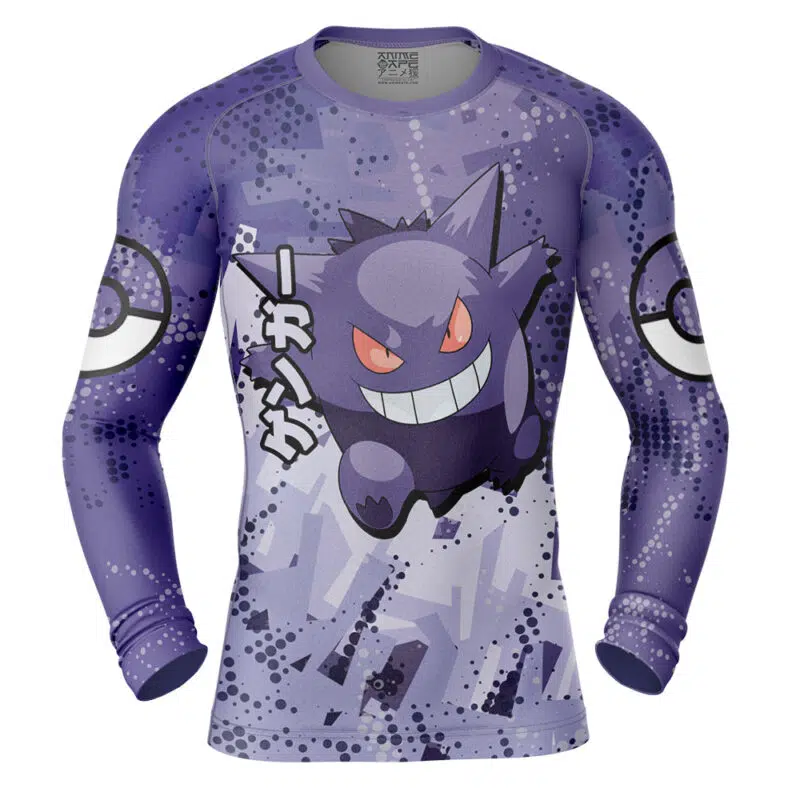 Gengar V2 Pokemon Long Sleeve Rash Guard Compression Shirt