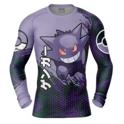 Gengar V3 Pokemon Long Sleeve Rash Guard Compression Shirt
