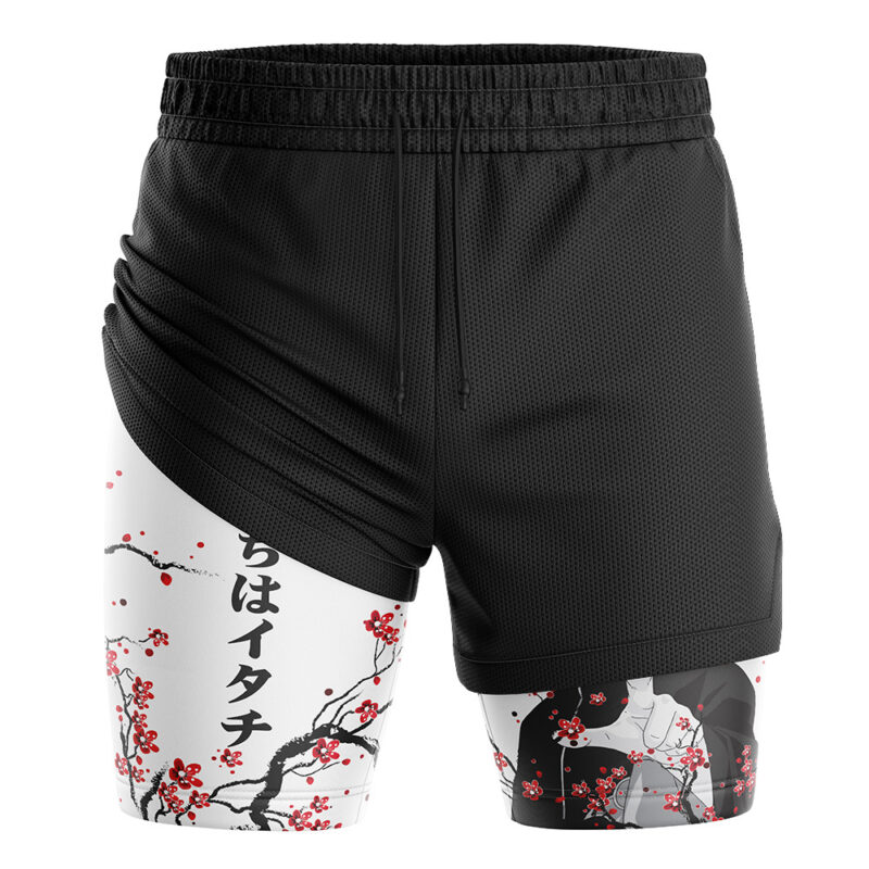 Itachi Uchiha Cherry Blossom Shippuden 2-in-1 Performance Shorts - Image 3
