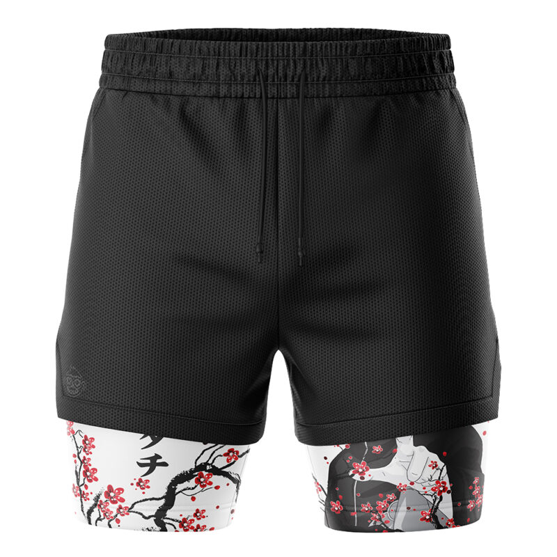 Itachi Uchiha Cherry Blossom Shippuden 2-in-1 Performance Shorts - Image 2