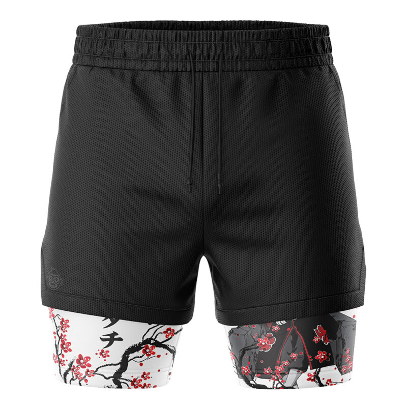 Itachi Uchiha V2 Cherry Blossom Shippuden 2-in-1 Performance Shorts - Image 2