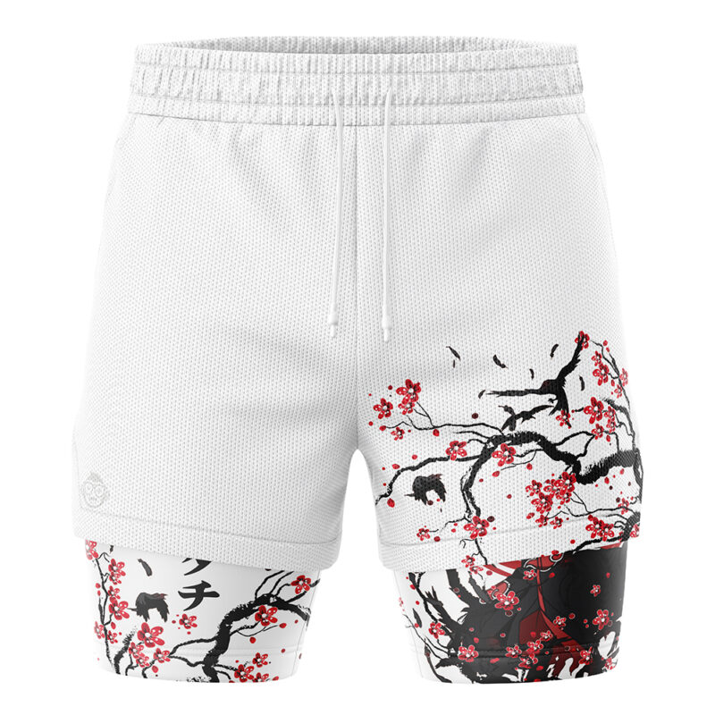 Itachi Uchiha V3 Cherry Blossom Shippuden 2-in-1 Performance Shorts - Image 2