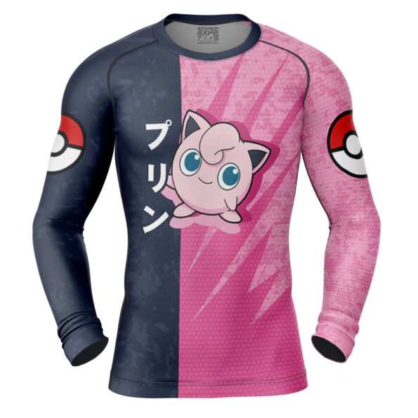 Jigglypuff Attack Pokemon Long Sleeve Rash Guard Compression Shirt