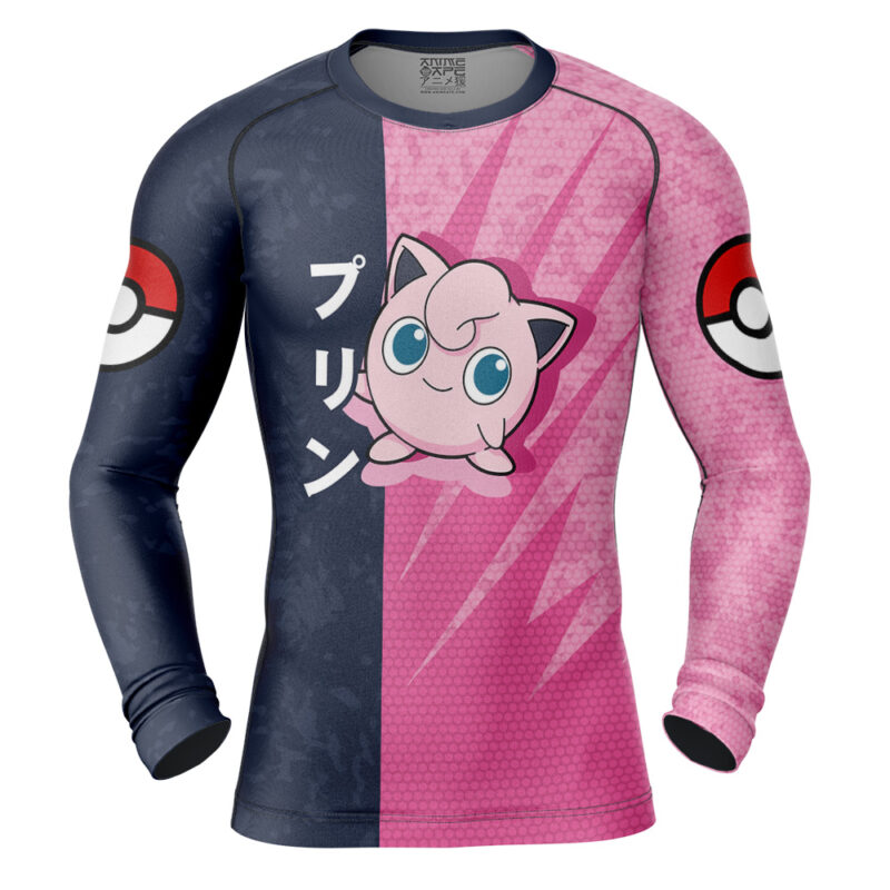 Jigglypuff Attack Pokemon Long Sleeve Rash Guard Compression Shirt