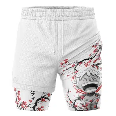 Luffy Gear 5 Cherry Blossom One Piece 2-in-1 Performance Shorts
