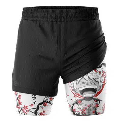 Luffy Gear 5 Cherry Blossom One Piece 2-in-1 Performance Shorts