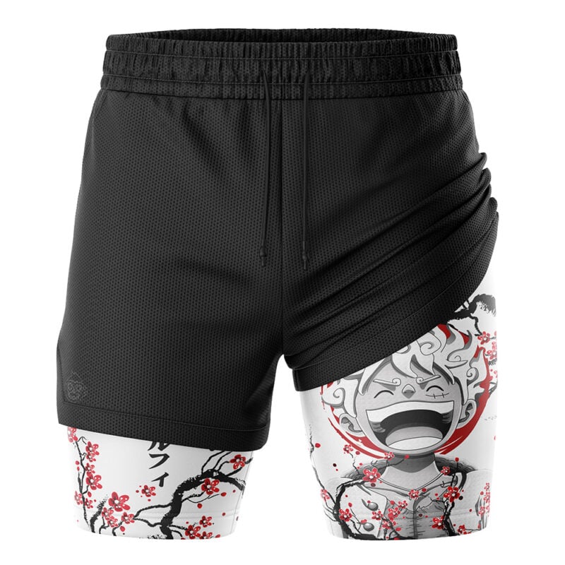 Luffy Gear 5 Cherry Blossom One Piece 2-in-1 Performance Shorts
