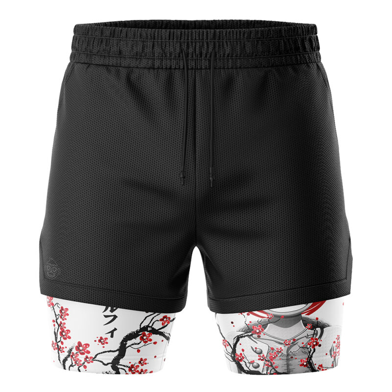 Luffy Gear 5 V2 Cherry Blossom One Piece 2-in-1 Performance Shorts - Image 2