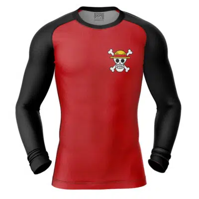 Luffy Straw Hat Pirates v2 One Piece Long Sleeve Rash Guard Compression Shirt