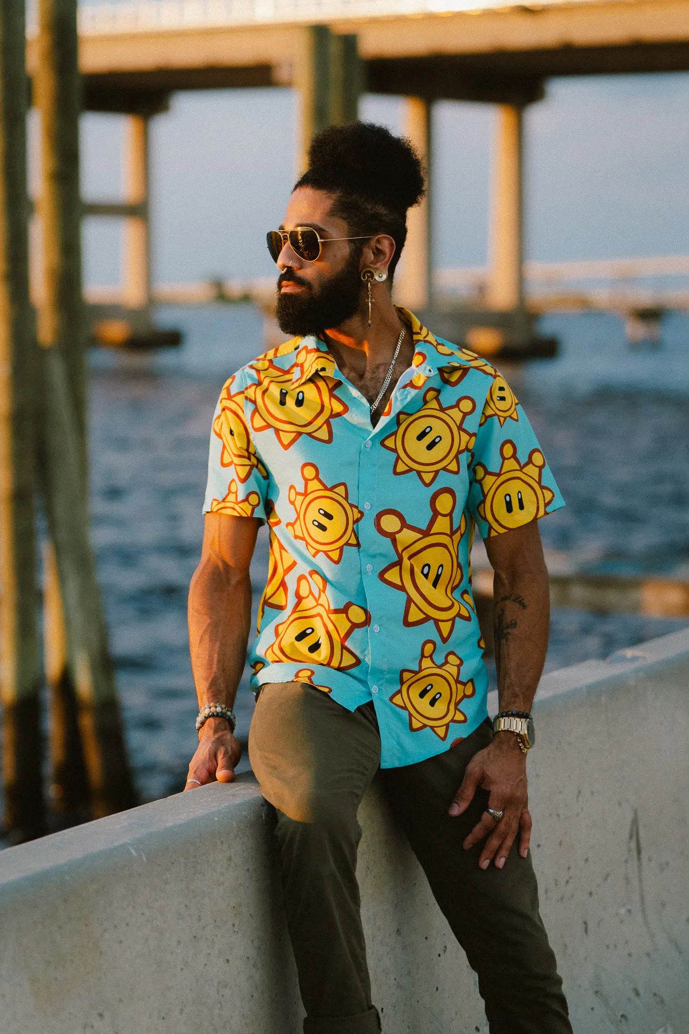 Mario Sunshine Button Up