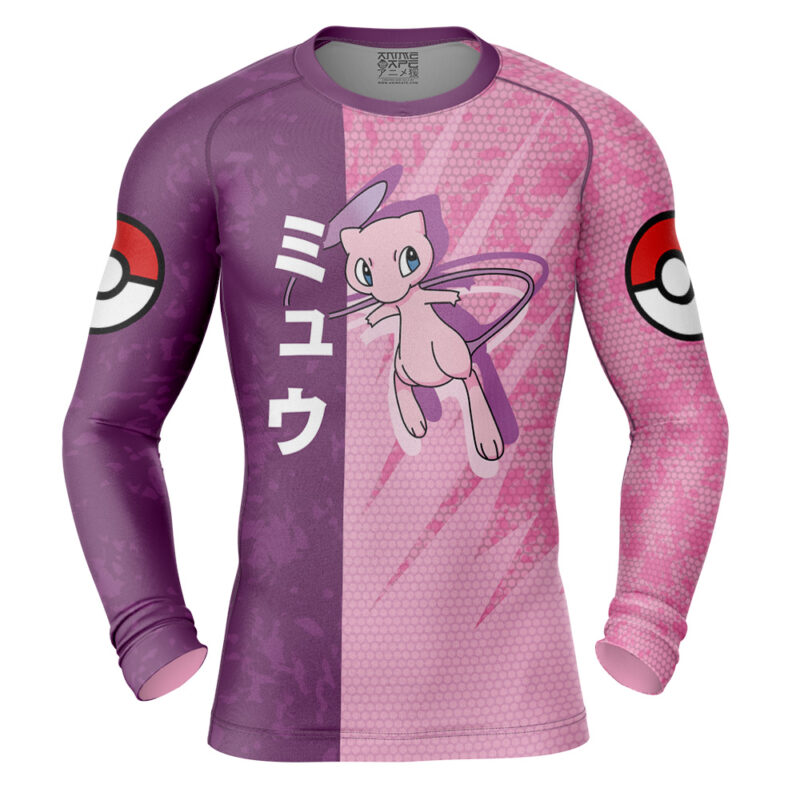 Mew Attack Pokemon Long Sleeve Rash Guard Compression Shirt