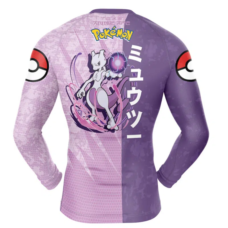 Mewtwo Attack Pokemon Long Sleeve Rash Guard Compression Shirt - Image 2