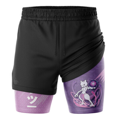 Mewtwo Attack V2 Pokemon 2-in-1 Performance Shorts