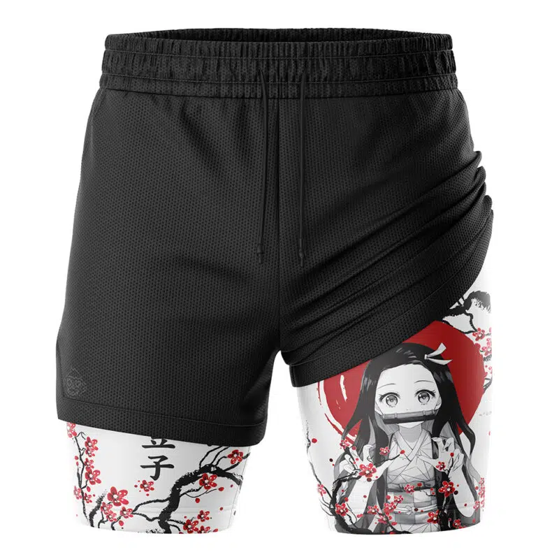 Nezuko Kamado V2 Cherry Blossom Demon Slayer 2-in-1 Performance Shorts