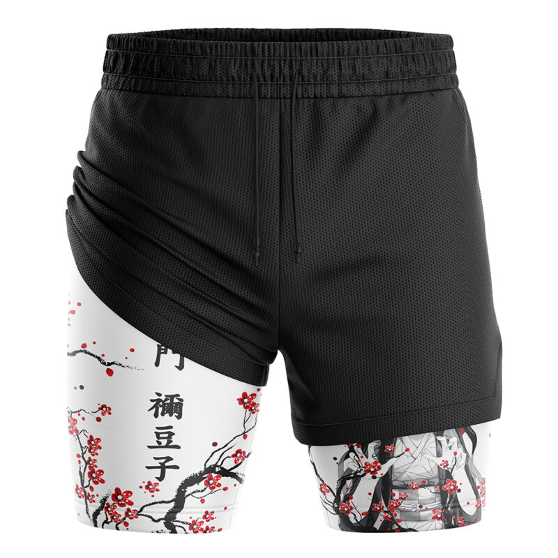 Nezuko Kamado V2 Cherry Blossom Demon Slayer 2-in-1 Performance Shorts - Image 3