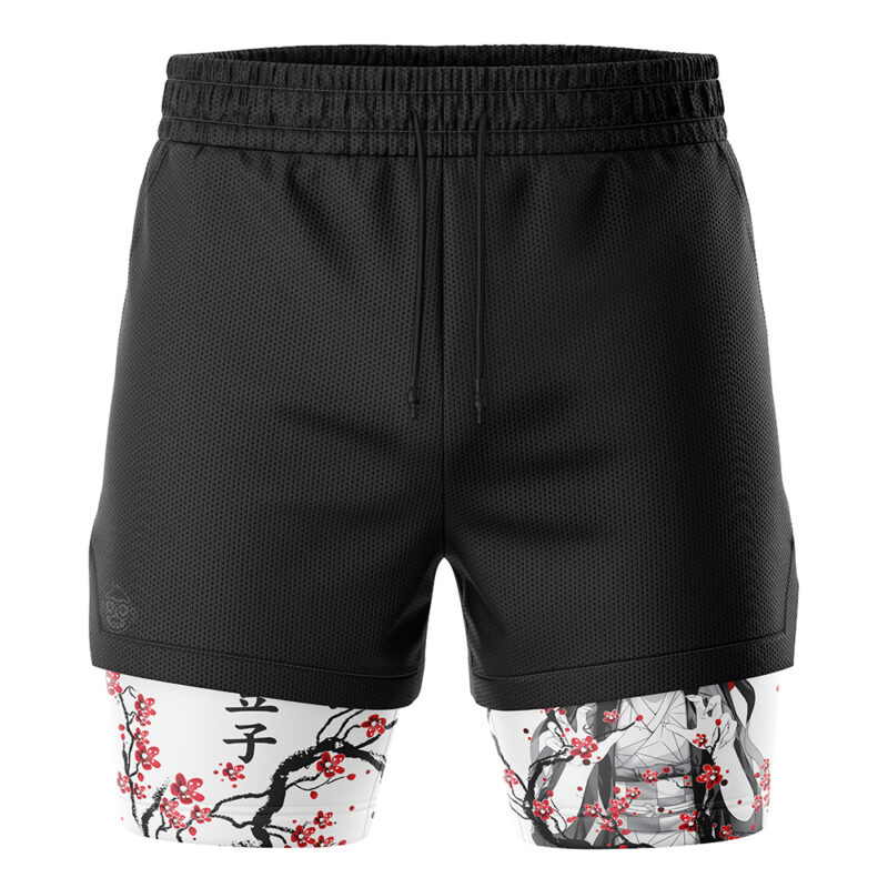 Nezuko Kamado V2 Cherry Blossom Demon Slayer 2-in-1 Performance Shorts - Image 2
