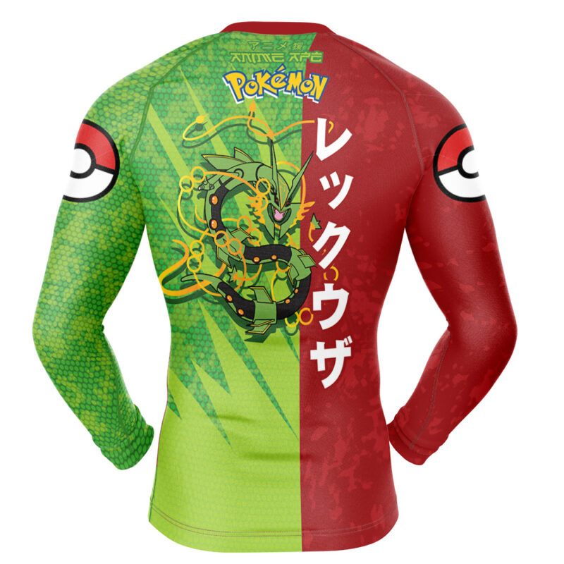 Rayquaza Attack Pokemon Long Sleeve Rash Guard Compression Shirt - Image 2