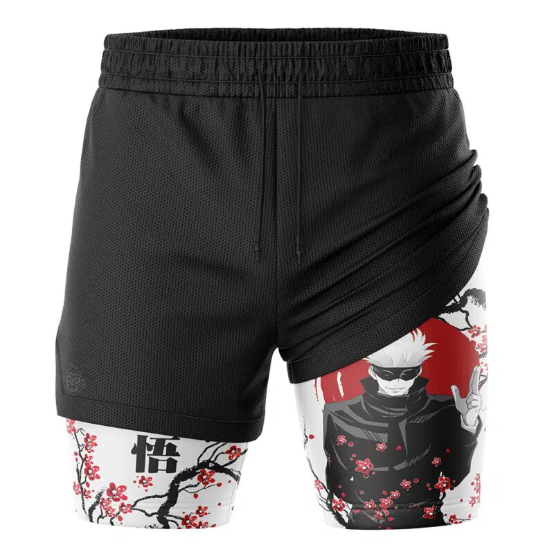 Satoru Gojo V2 Cherry Blossom Jujutsu Kaisen 2-in-1 Performance Shorts