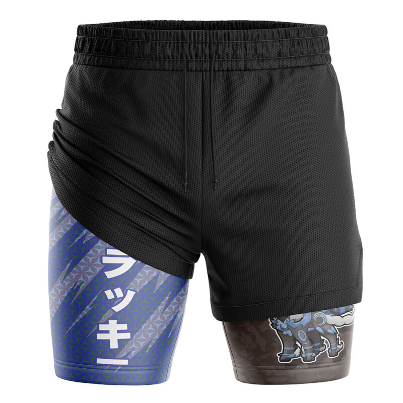 Shiny Umbreon Attack V2 Pokemon 2-in-1 Performance Shorts - Image 3