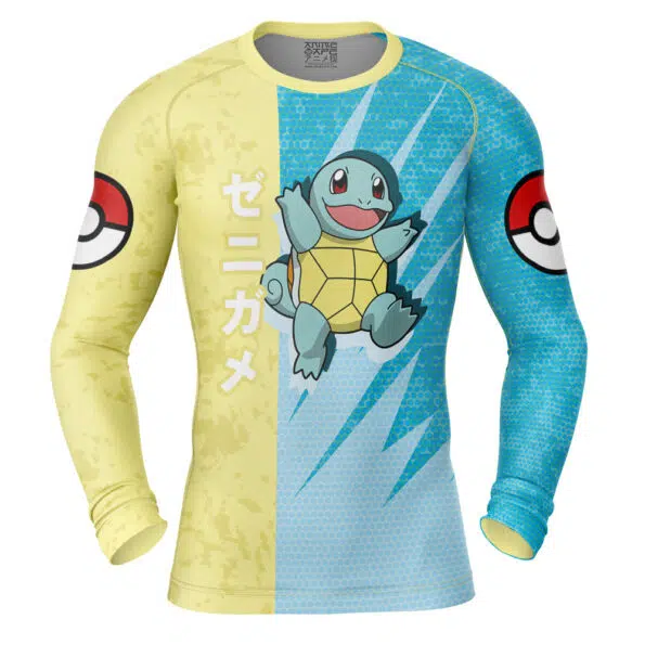 Squirtle Attack Pokemon Short Sleeve Rash Guard Compression Shirt