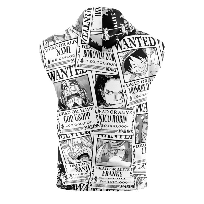 Straw Hat Wanted Posters One Piece Sleeveless Hoodie - Image 2