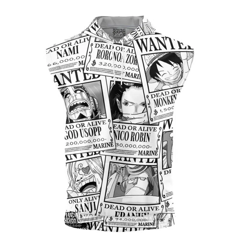 Straw Hat Wanted Posters One Piece Sleeveless Hoodie