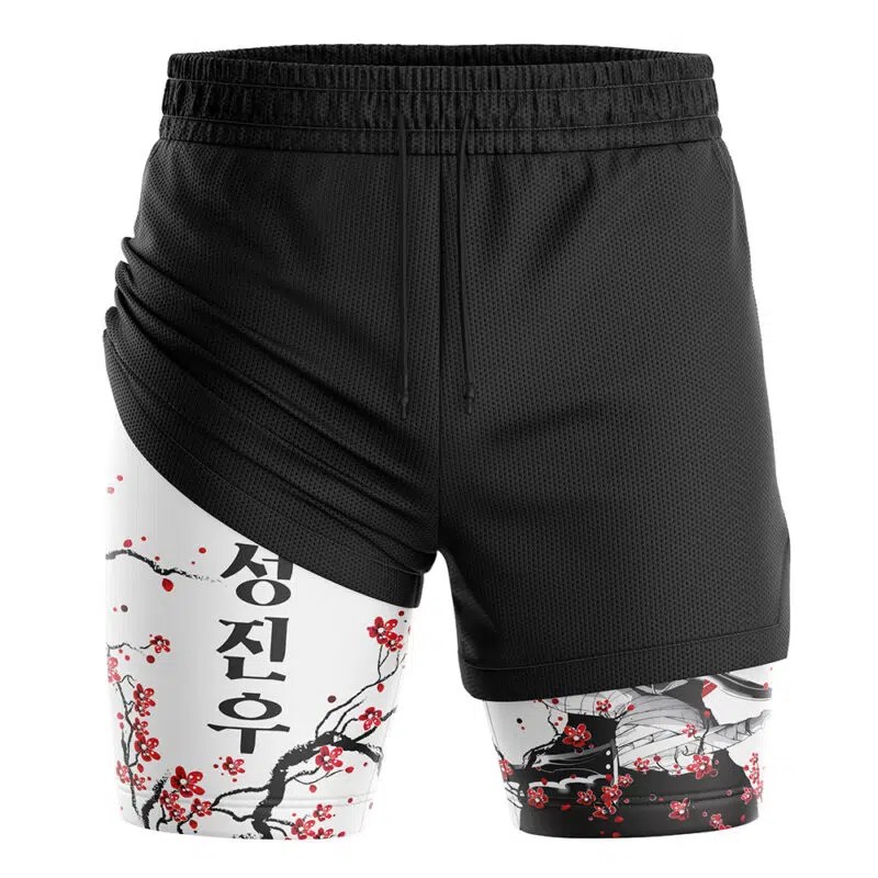 Sung Jin Woo Cherry Blossom Solo Leveling 2-in-1 Performance Shorts - Image 3