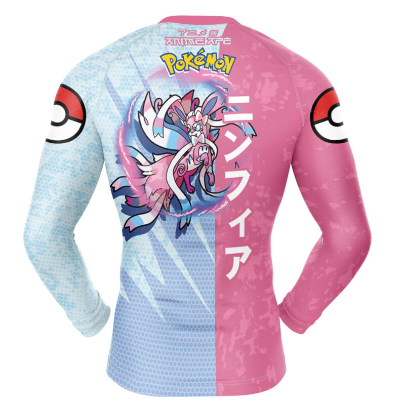Sylveon Attack Pokemon Long Sleeve Rash Guard Compression Shirt - Image 2