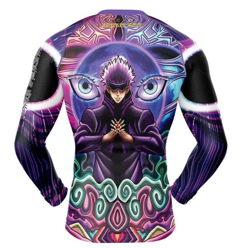 Trippy Gojo Satoru Jujutsu Kaisen Long Sleeve Rash Guard Compression Shirt - Image 2