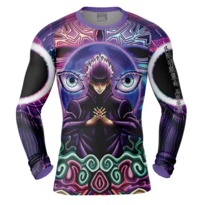 Trippy Gojo Satoru Jujutsu Kaisen Long Sleeve Rash Guard Compression Shirt