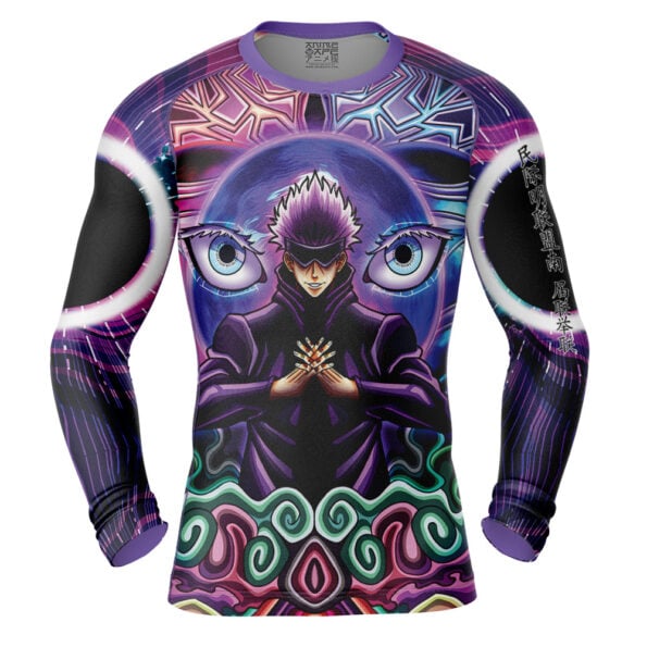 Trippy Gojo Satoru Jujutsu Kaisen Long Sleeve Rash Guard Compression Shirt