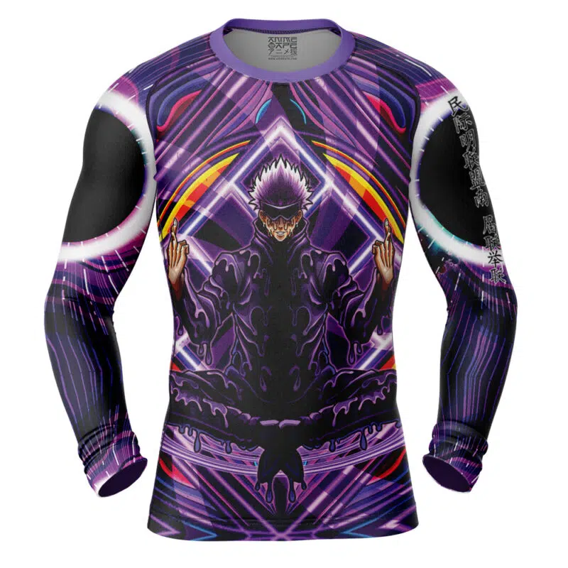 Trippy Gojo Satoru V2 Jujutsu Kaisen Long Sleeve Rash Guard Compression Shirt