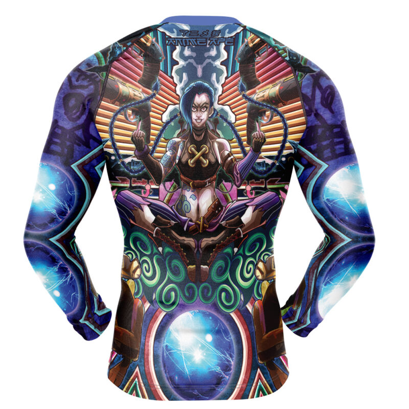 Trippy Jinx Arcane Long Sleeve Rash Guard Compression Shirt - Image 2