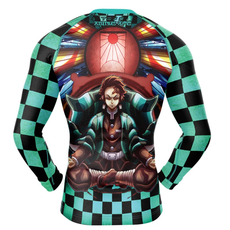 Trippy Kamado Tanjiro Demon Slayer Long Sleeve Rash Guard Compression Shirt - Image 2