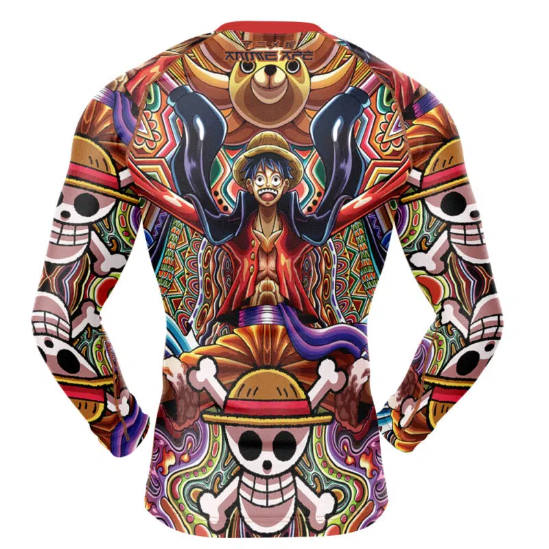 Trippy Monkey D. Luffy One Piece Long Sleeve Rash Guard Compression Shirt - Image 2