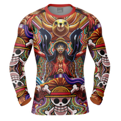 Trippy Monkey D. Luffy One Piece Long Sleeve Rash Guard Compression Shirt