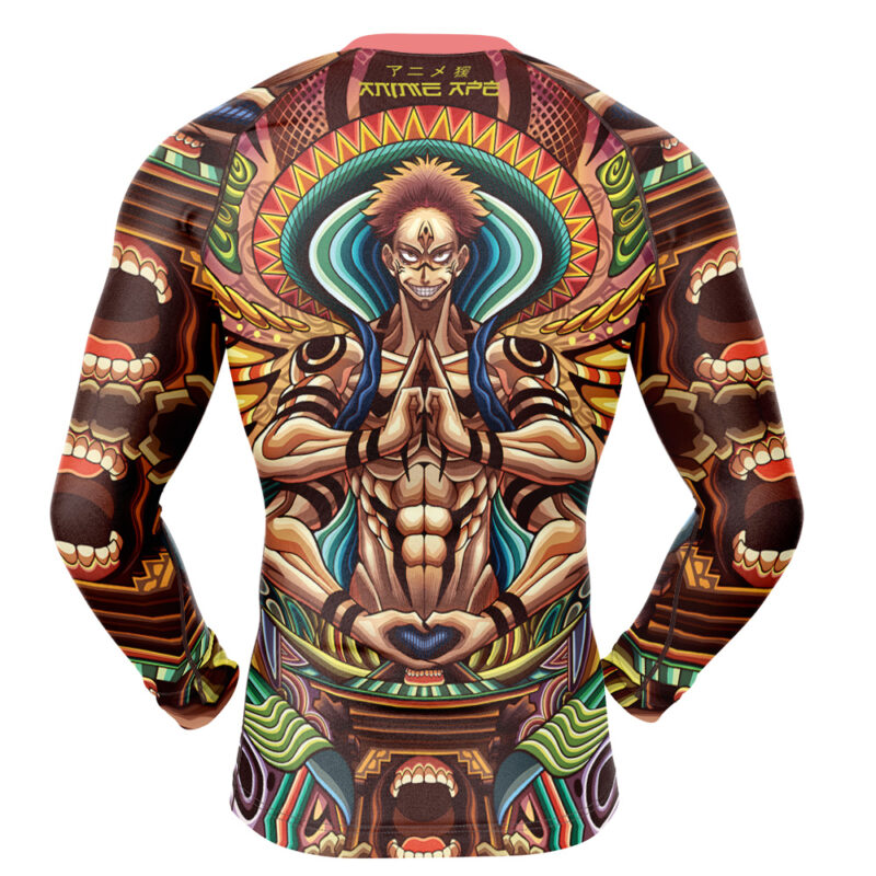 Trippy Ryomen Sukuna Jujutsu Kaisen Long Sleeve Rash Guard Compression Shirt - Image 2