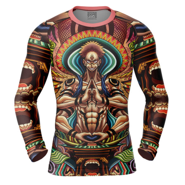 Trippy Ryomen Sukuna Jujutsu Kaisen Long Sleeve Rash Guard Compression Shirt