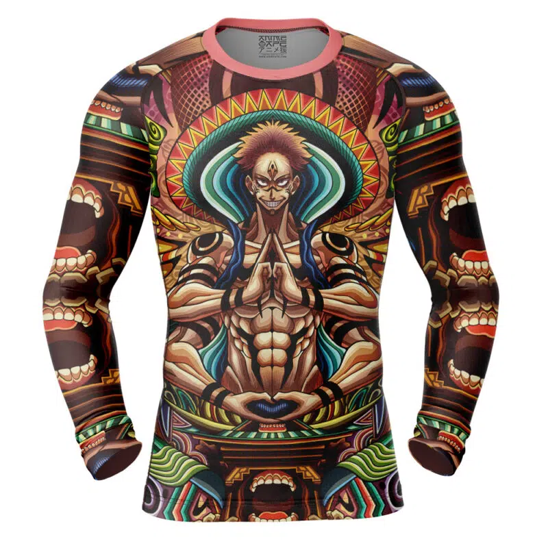 Trippy Ryomen Sukuna Jujutsu Kaisen Long Sleeve Rash Guard Compression Shirt
