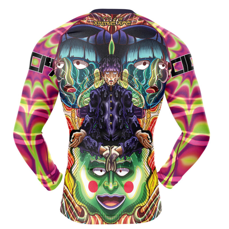 Trippy Shigeo Kageyama Mob Psycho 100 Long Sleeve Rash Guard Compression Shirt - Image 2