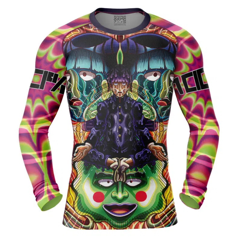 Trippy Shigeo Kageyama Mob Psycho 100 Long Sleeve Rash Guard Compression Shirt