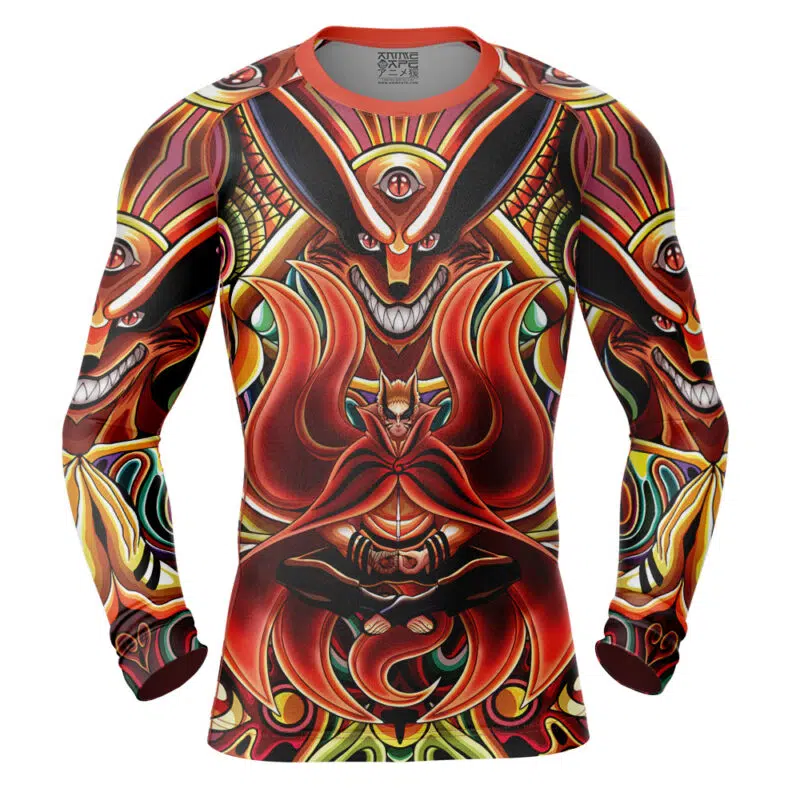 Trippy Uzumaki Shippuden Baryon Mode Boruto Long Sleeve Rash Guard Compression Shirt