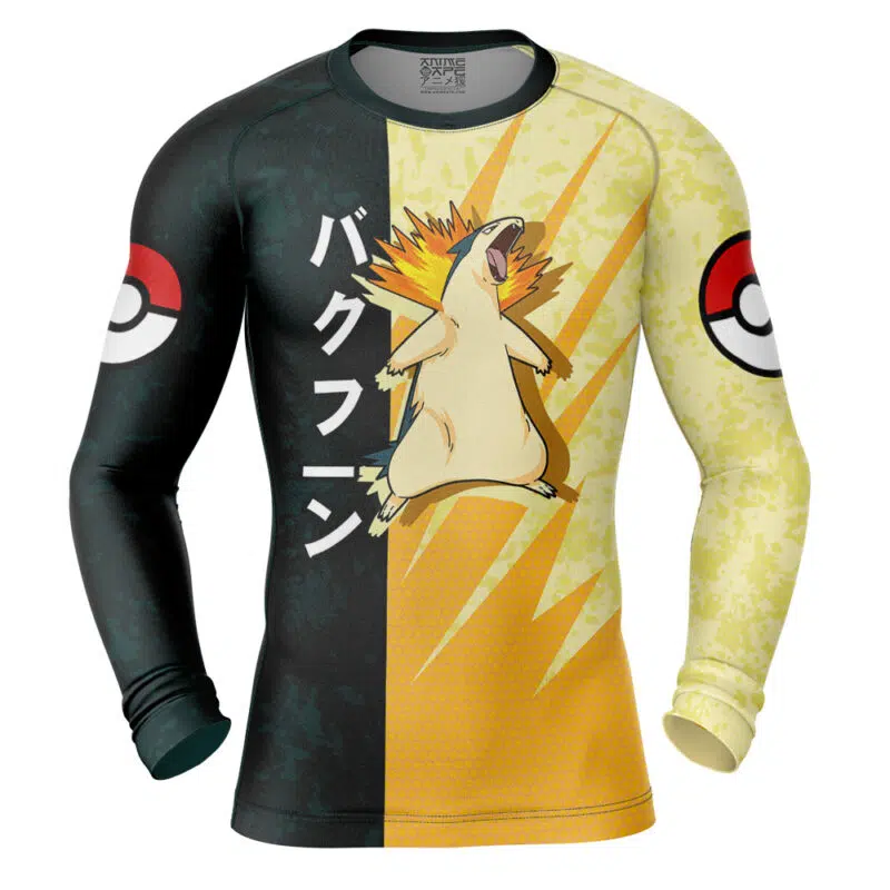 Typhlosion Attack Pokemon Long Sleeve Rash Guard Compression Shirt