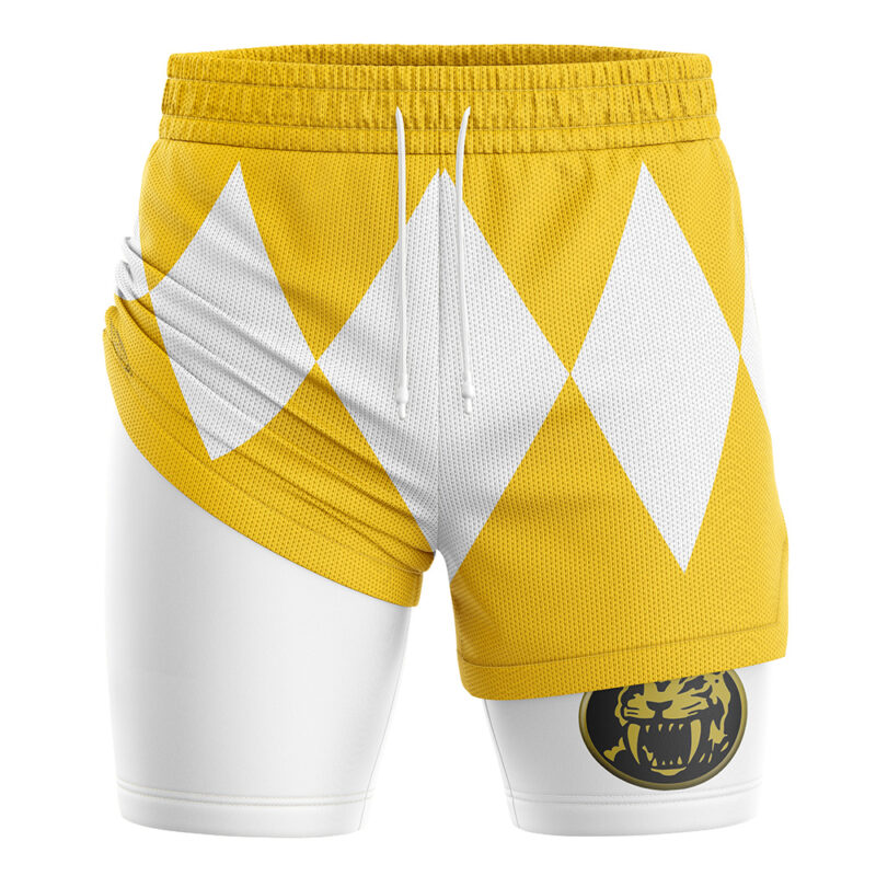 Yellow Ranger V2 Mighty Morphin Power Rangers 2-in-1 Performance Shorts - Image 3