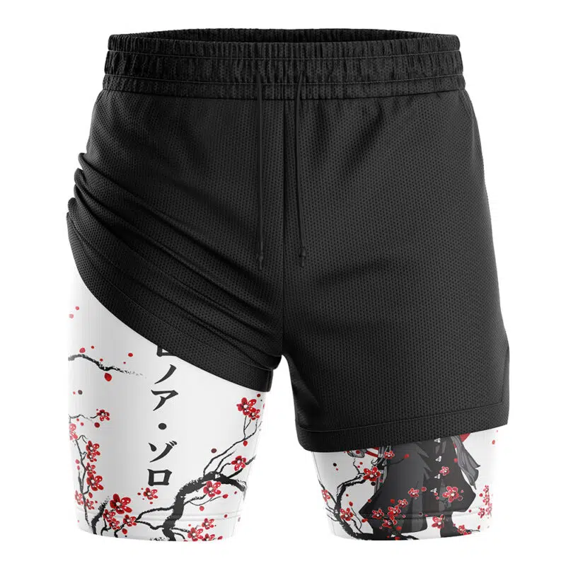 Zoro Cherry Blossom One Piece 2-in-1 Performance Shorts - Image 3