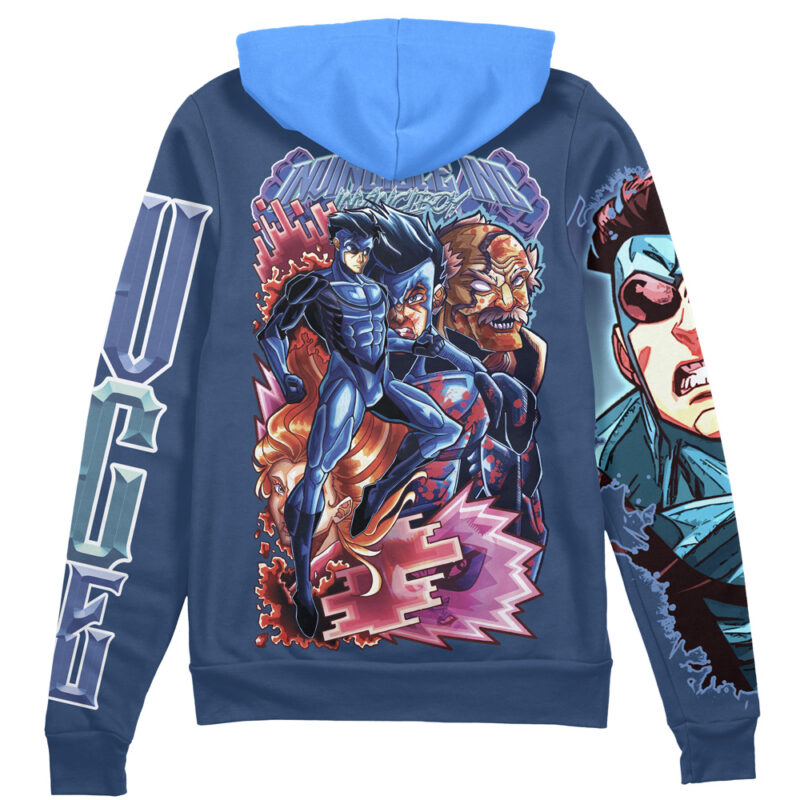 Invincible Blue Invincible Streetwear Zip Hoodie Jacket